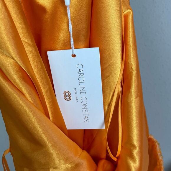 Caroline Constas Orange Sequin Halter‎ Midi Dress M Fairy Ethereal Statement - Picture 12 of 12